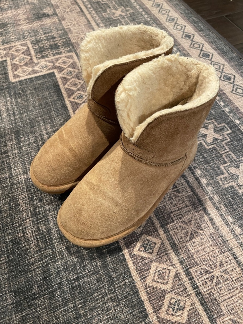 BearPaw Women's Suede Shearling-Lined Ankle Slippers - Brown